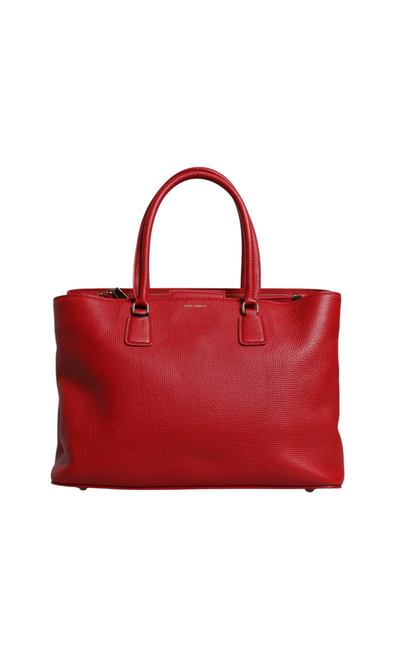 Dolce & Gabbana Red Leather Calfskin Logo Plaque Top Handle Bag Glam Steals