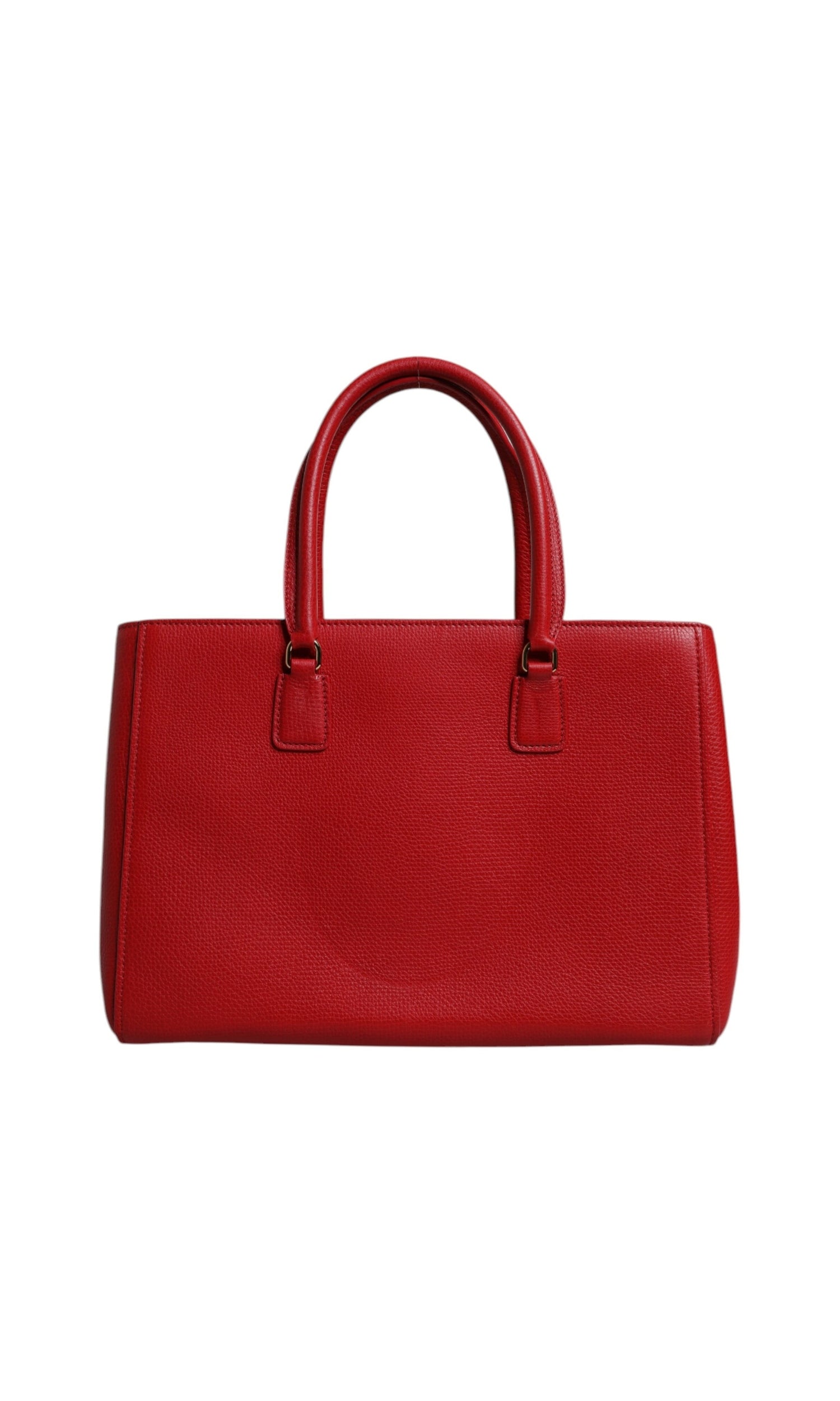 Dolce & Gabbana Red Leather Calfskin Logo Plaque Top Handle Bag Glam Steals