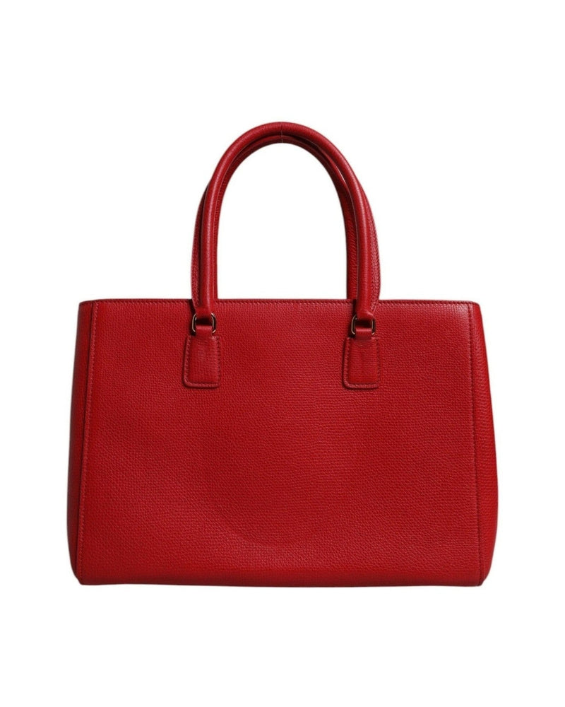 Dolce & Gabbana Red Leather Calfskin Logo Plaque Top Handle Bag Glam Steals
