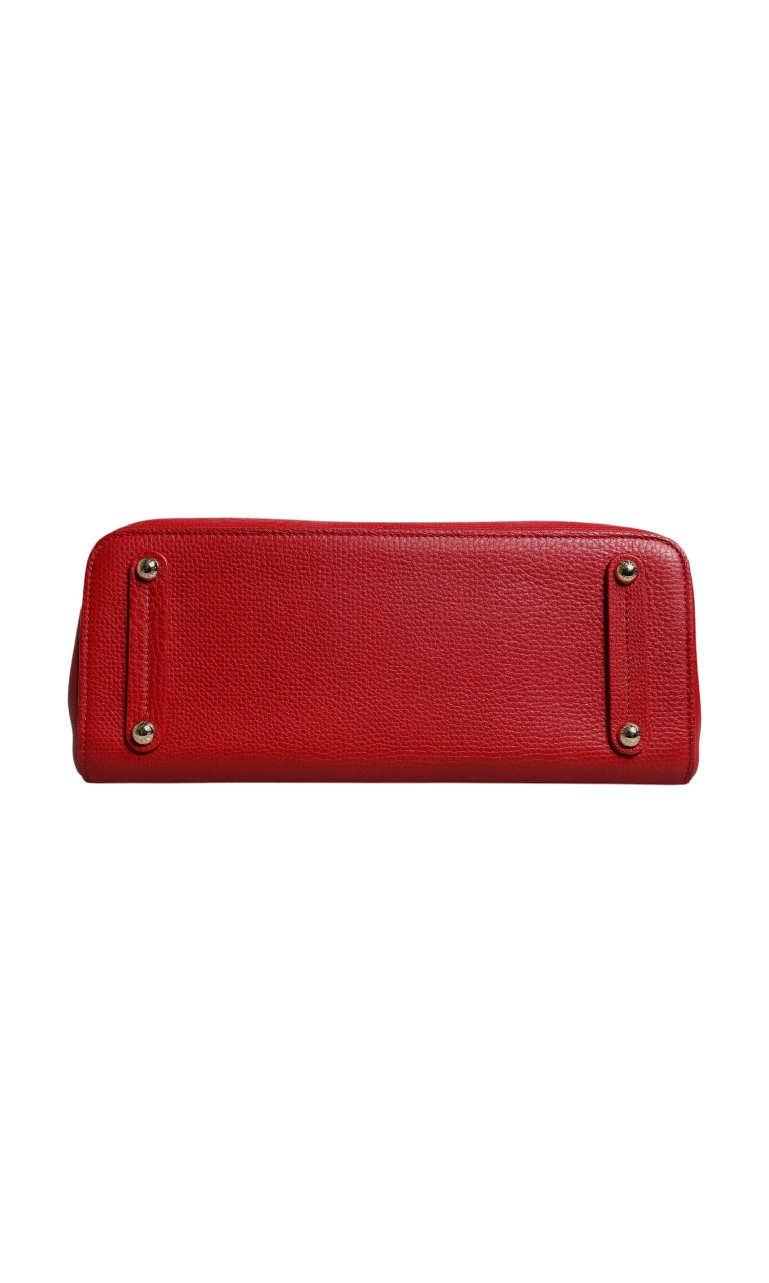 Dolce & Gabbana Red Leather Calfskin Logo Plaque Top Handle Bag Glam Steals