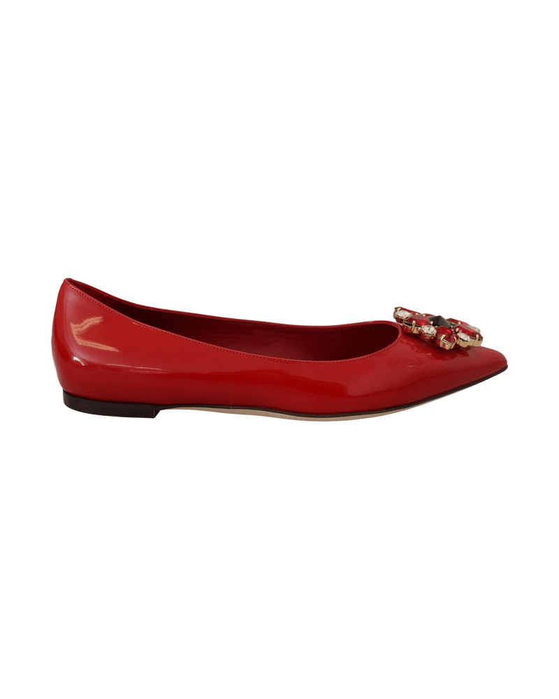Dolce & Gabbana Red Leather Crystals Loafers Glam Steals