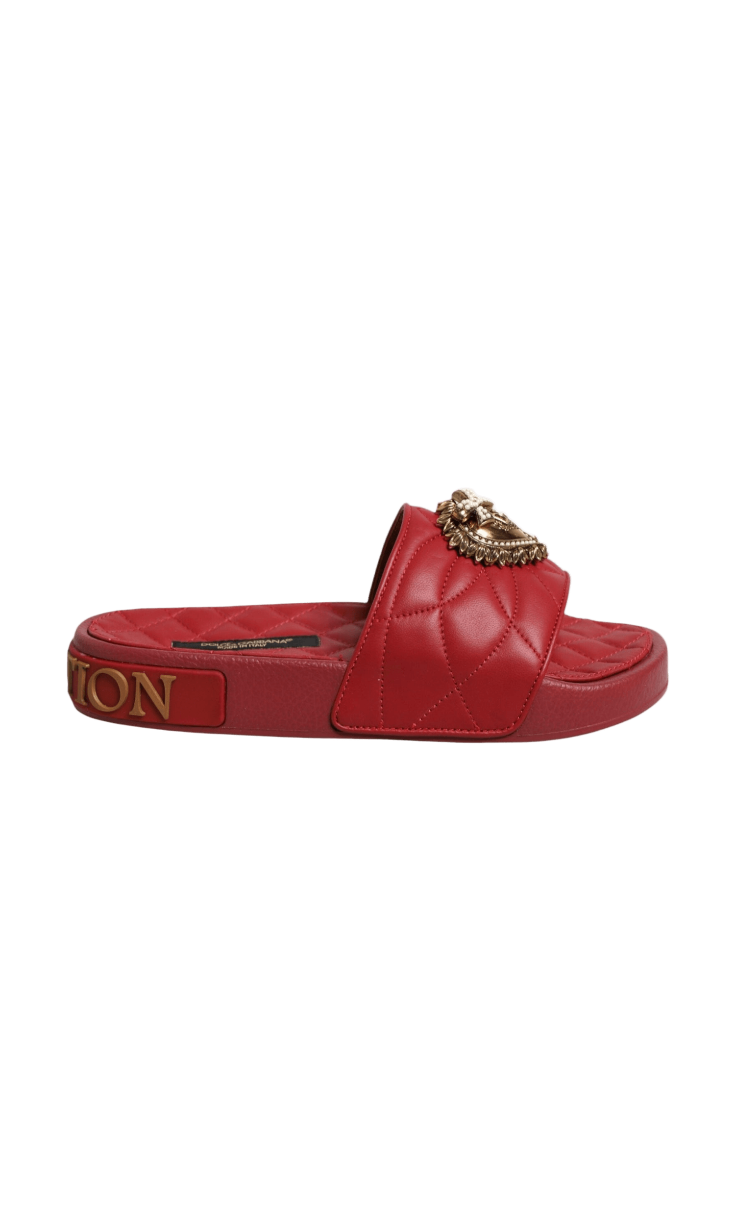 Dolce & Gabbana Red Leather Devotion Matelassé Slides Shoes Glam Steals
