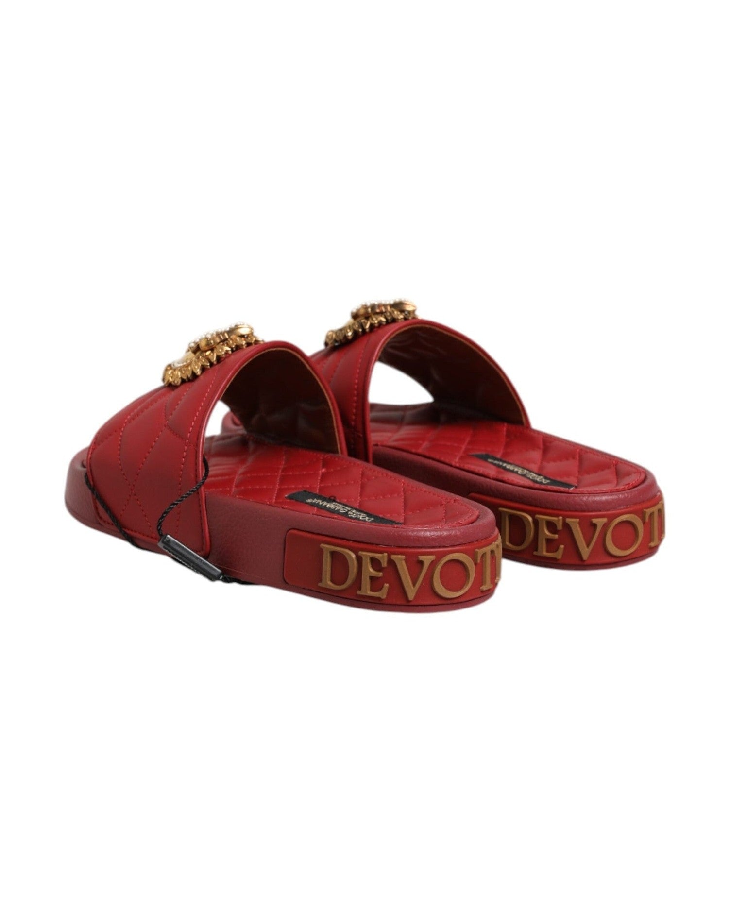 Dolce & Gabbana Red Leather Devotion Matelassé Slides Shoes Glam Steals