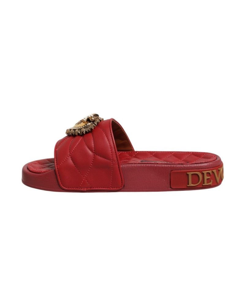 Dolce & Gabbana Red Leather Devotion Matelassé Slides Shoes Glam Steals