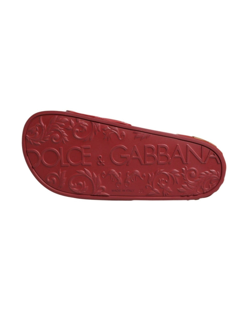 Dolce & Gabbana Red Leather Devotion Matelassé Slides Shoes Glam Steals