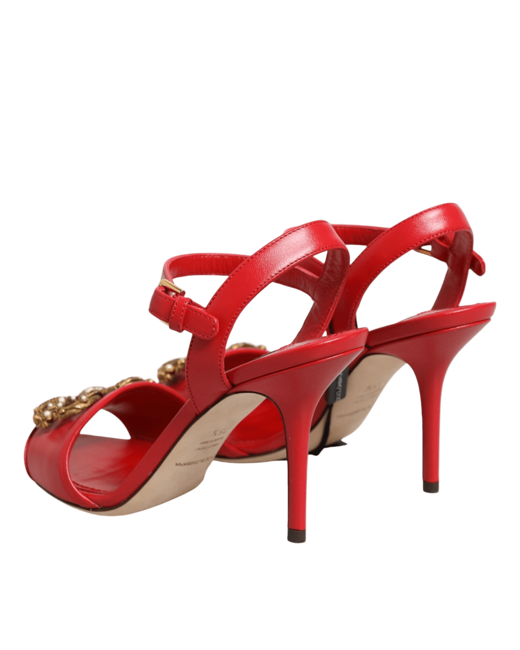 Dolce & Gabbana Red Leather Dg Amore Heels Sandals Shoes Glam Steals