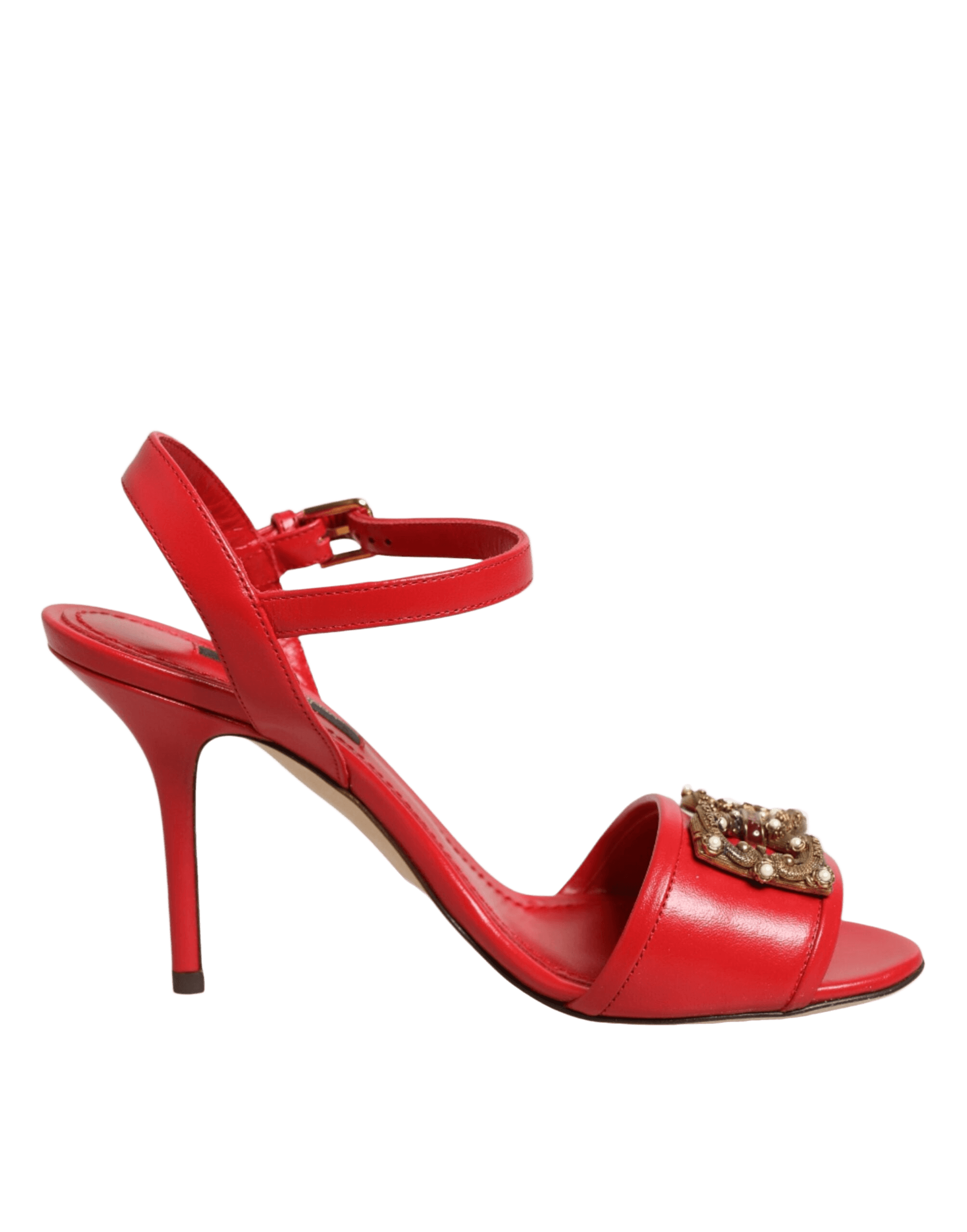 Dolce & Gabbana Red Leather Dg Amore Heels Sandals Shoes Glam Steals