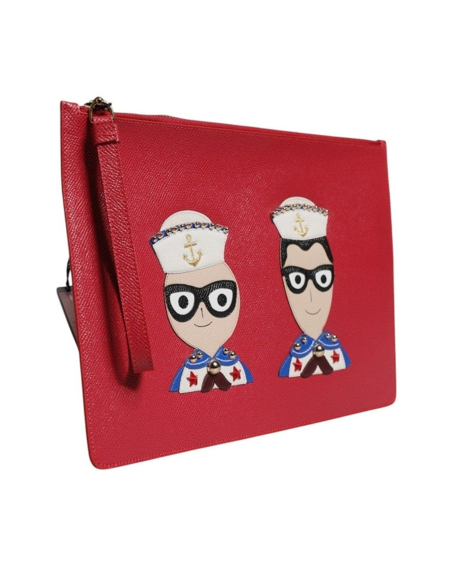 Dolce & Gabbana Red Leather #Dgfamily Embellished Clutch Bag Clutch Bags
