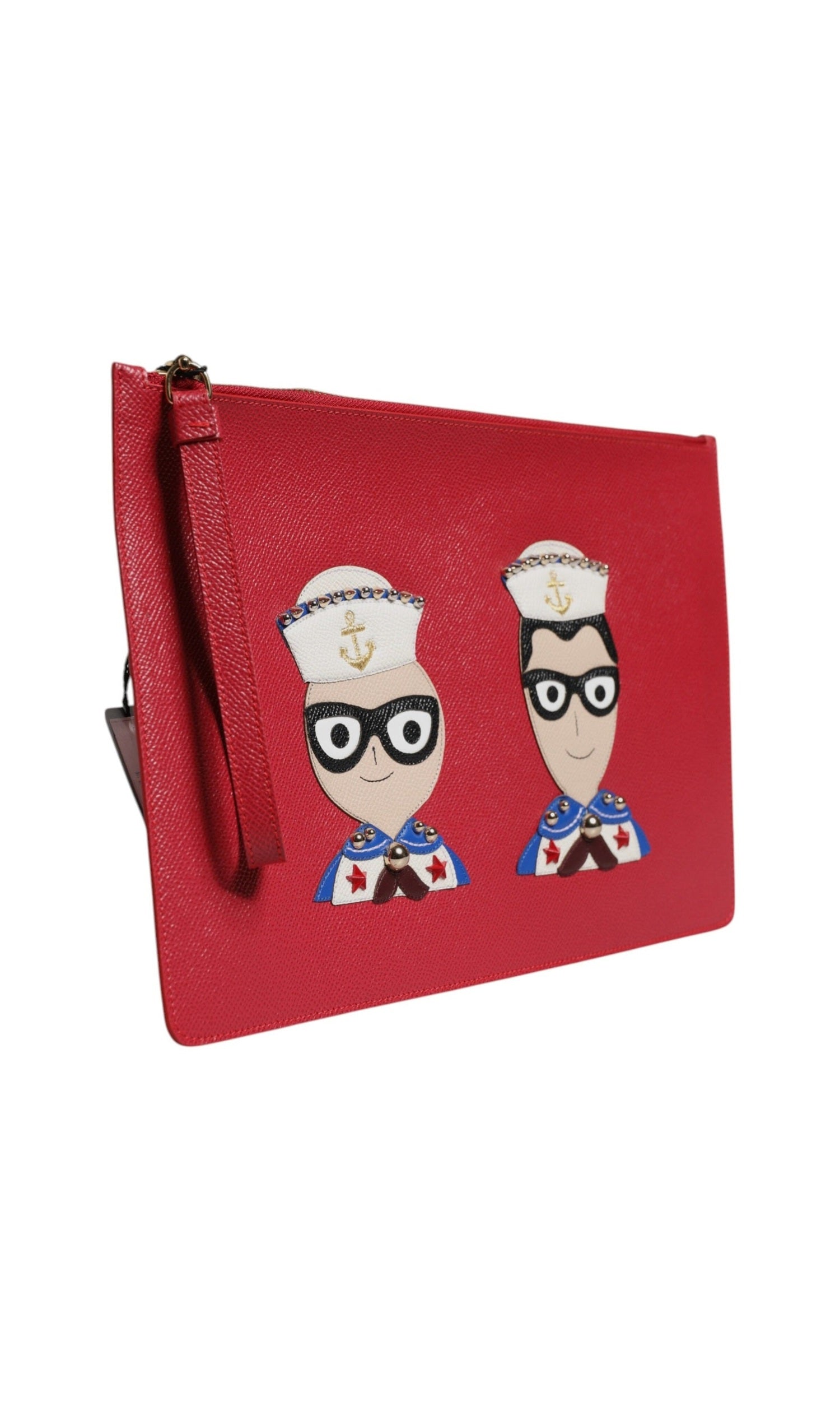 Dolce & Gabbana Red Leather #Dgfamily Embellished Clutch Bag Glam Steals
