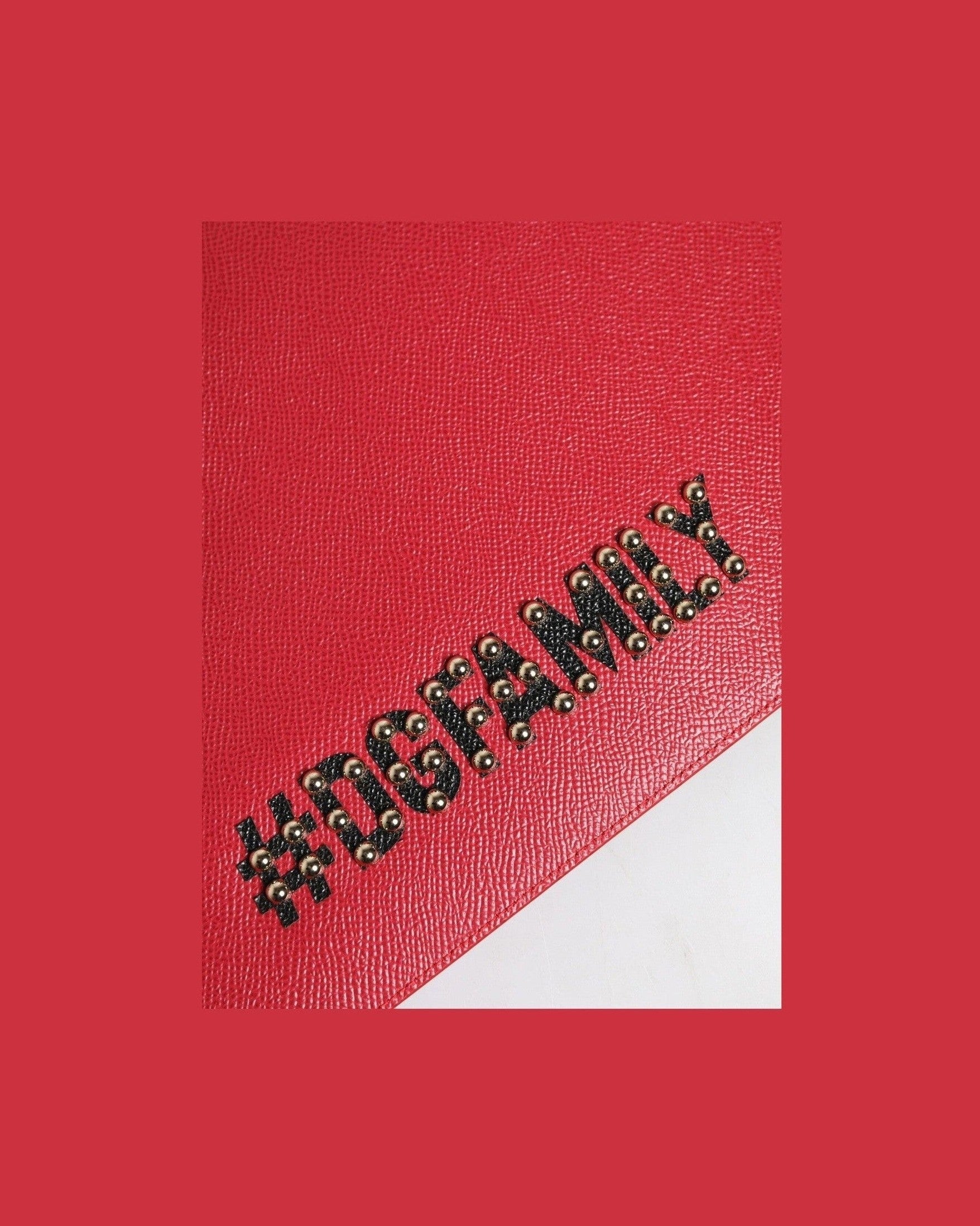 Dolce & Gabbana Red Leather #Dgfamily Embellished Clutch Bag Glam Steals