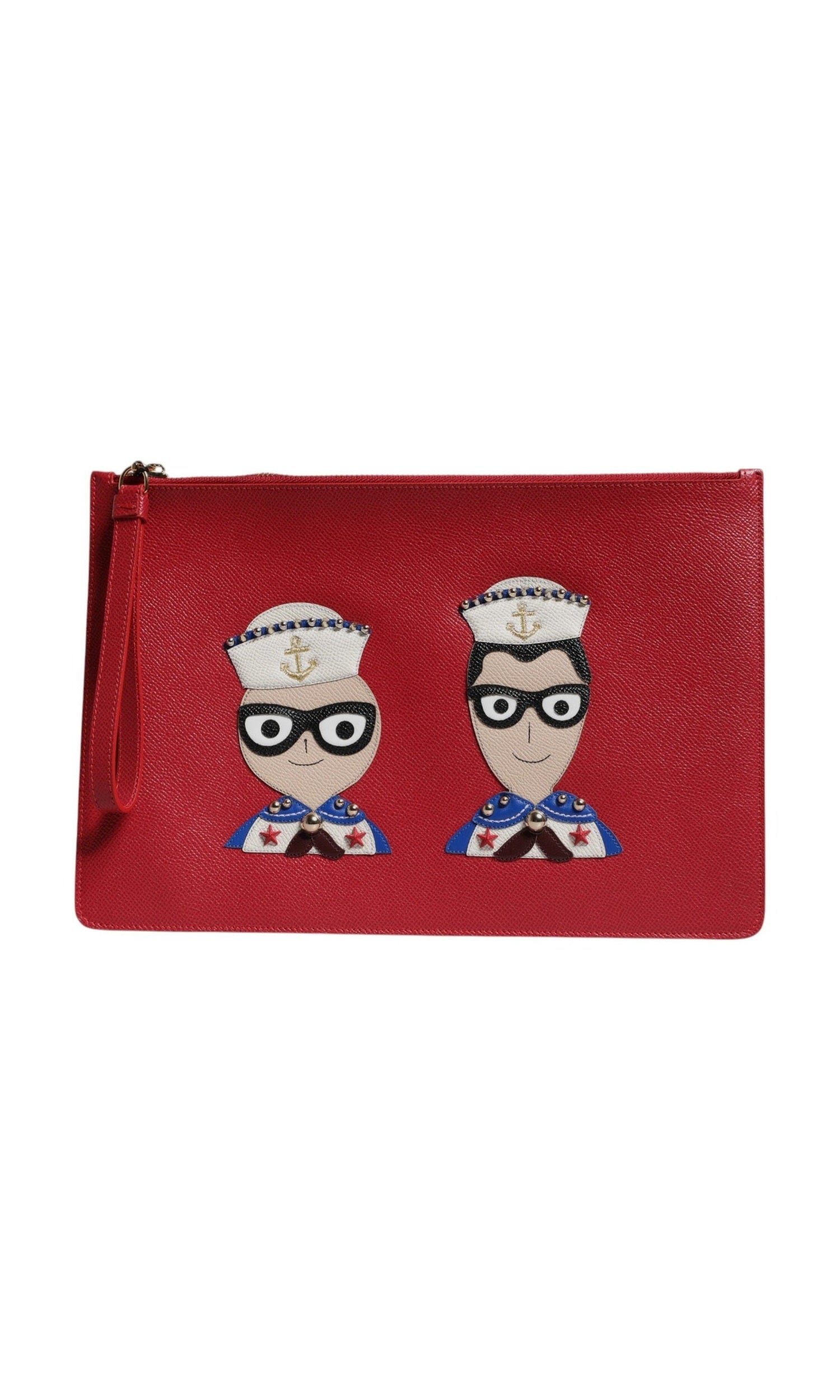 Dolce & Gabbana Red Leather #Dgfamily Embellished Clutch Bag Glam Steals