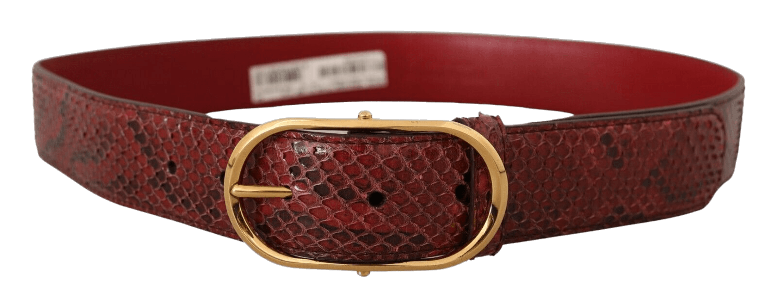 Dolce & Gabbana Red Leather Exotic Gold Oval Buckle Belt Glam Steals