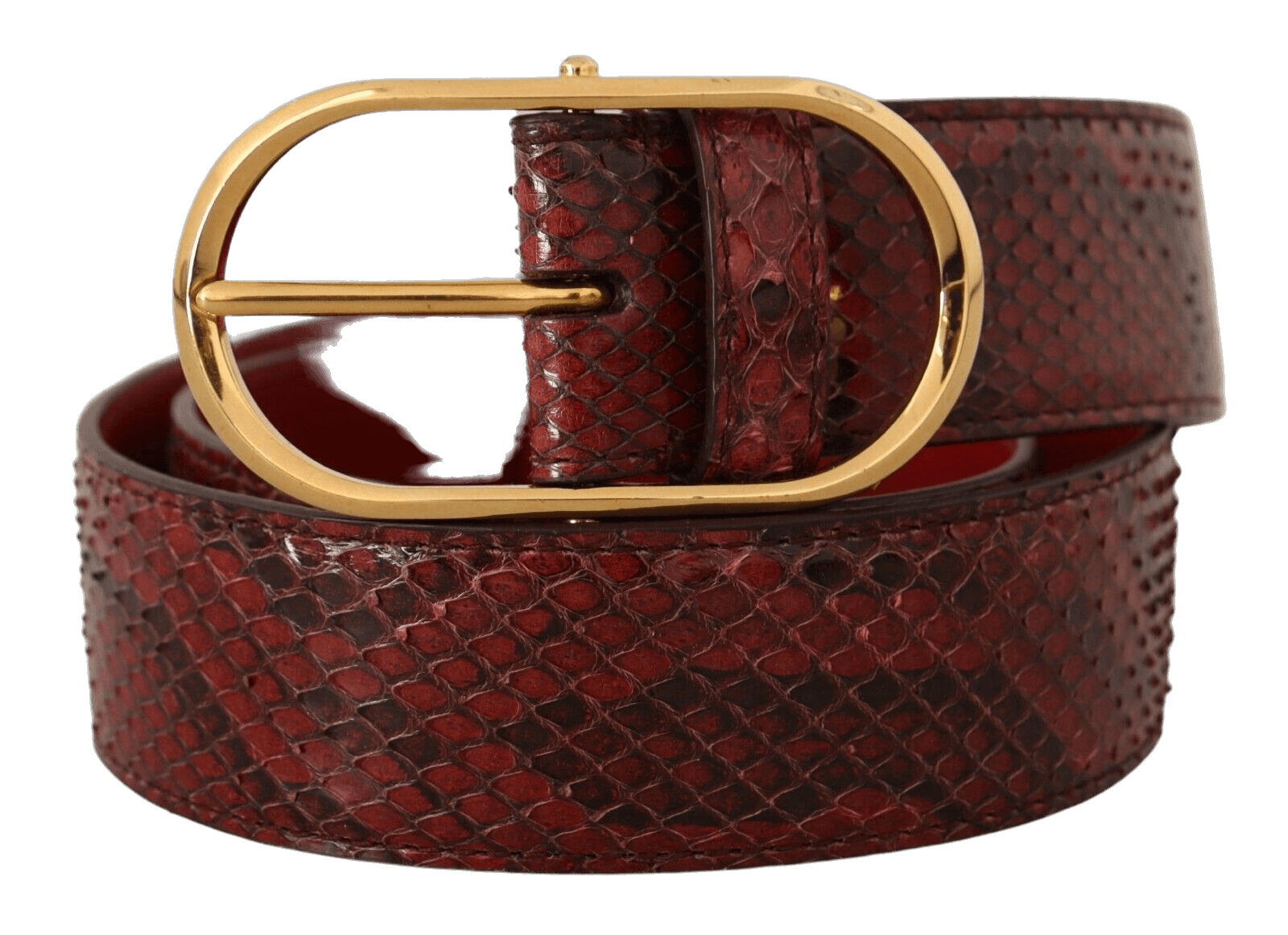 Dolce & Gabbana Red Leather Exotic Gold Oval Buckle Belt Glam Steals