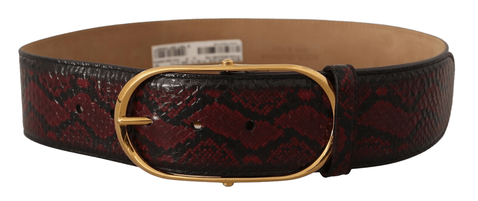 Dolce & Gabbana Red Leather Exotic Gold Oval Buckle Belt Glam Steals