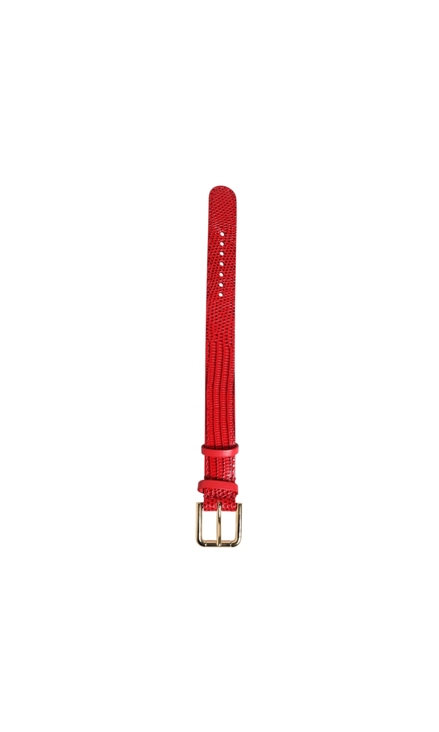 Dolce & Gabbana Red Leather Exotic Gold Tone Metal Buckle Women Armband Glam Steals
