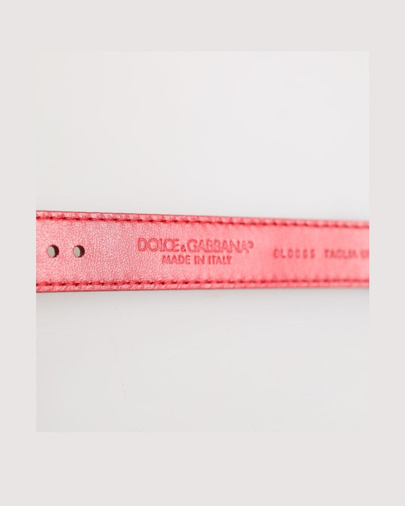Dolce & Gabbana Red Leather Exotic Gold Tone Metal Buckle Women Armband Glam Steals