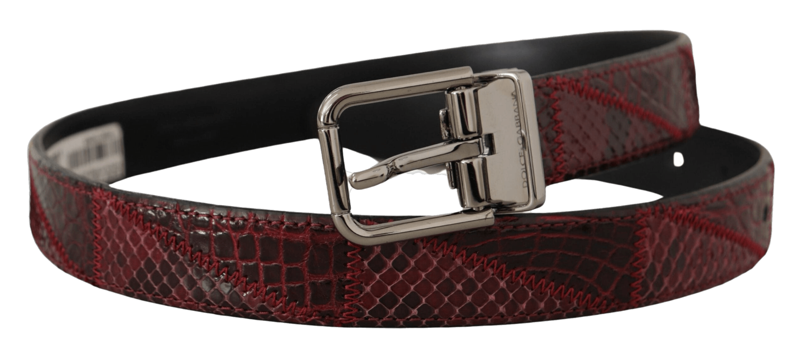 Dolce & Gabbana Red Leather Exotic Metal Logo Buckle Belt Glam Steals