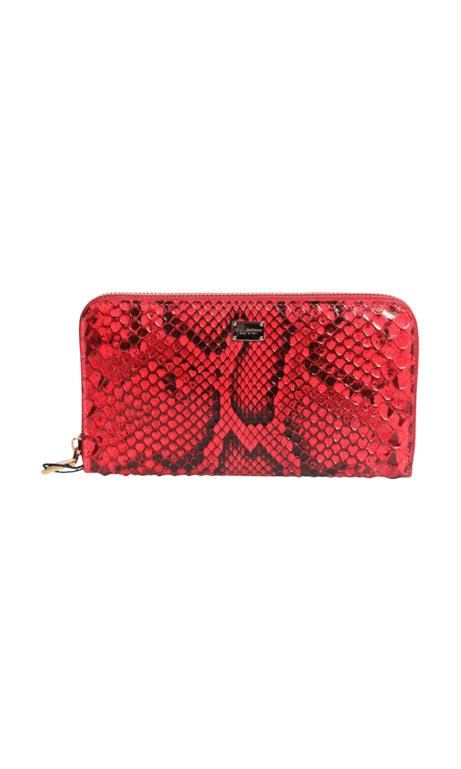 Dolce & Gabbana Red Leather Exotic Zip Around Continental Clutch Wallet Glam Steals