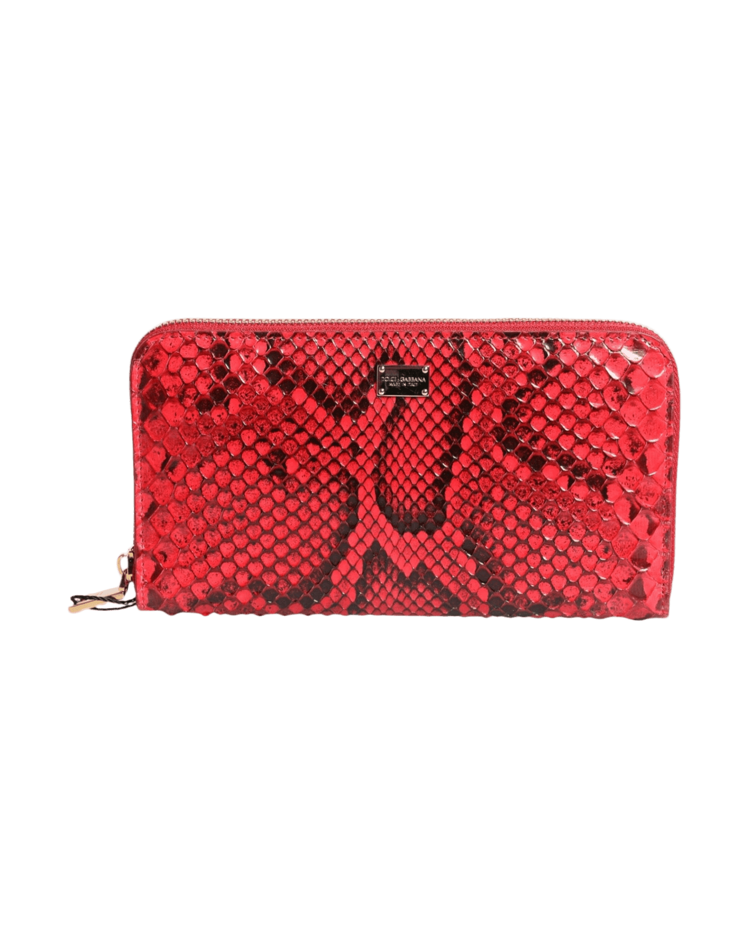 Dolce & Gabbana Red Leather Exotic Zip Around Continental Clutch Wallet Glam Steals