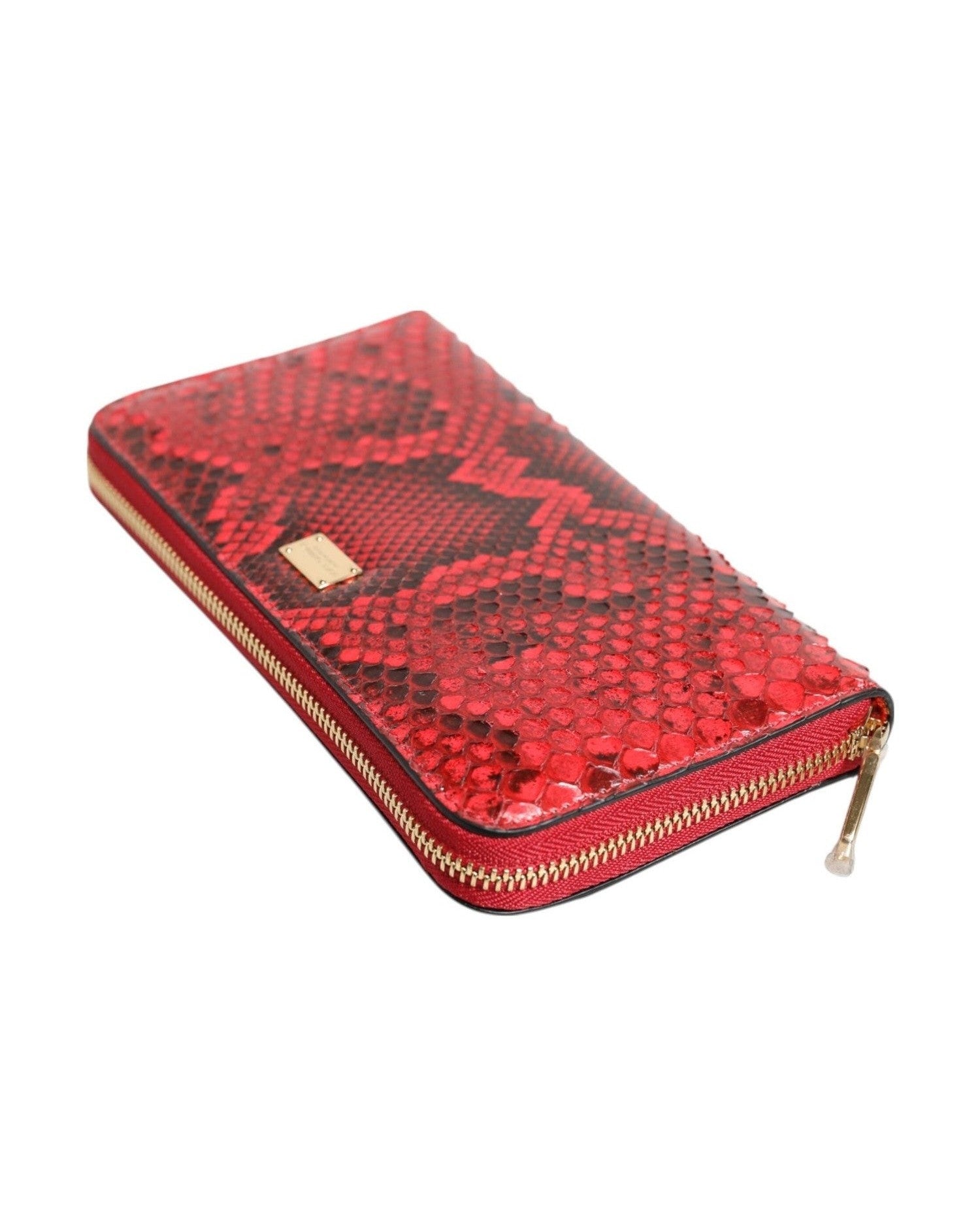 Dolce & Gabbana Red Leather Exotic Zip Around Continental Clutch Wallet Glam Steals
