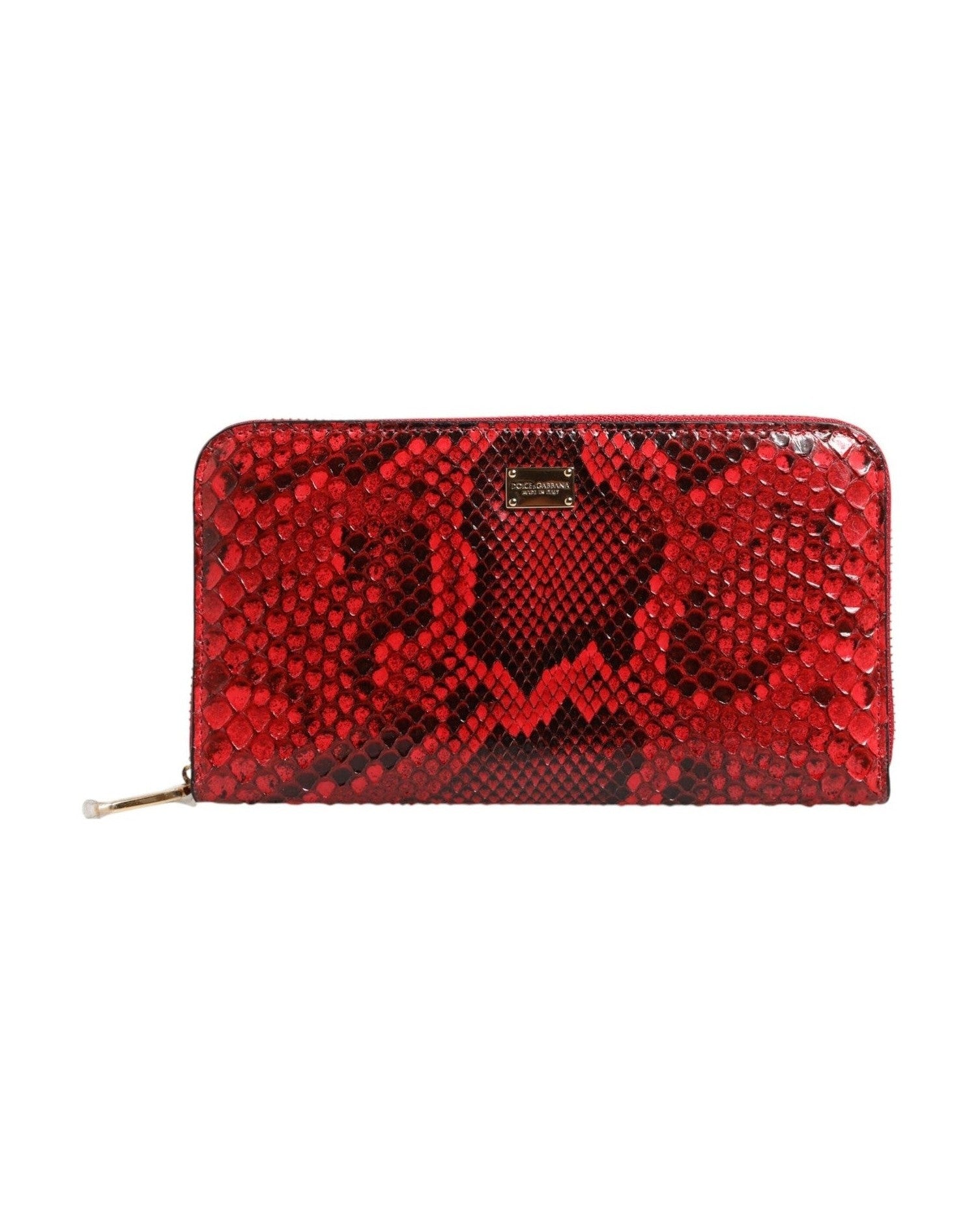 Dolce & Gabbana Red Leather Exotic Zip Around Continental Clutch Wallet Glam Steals