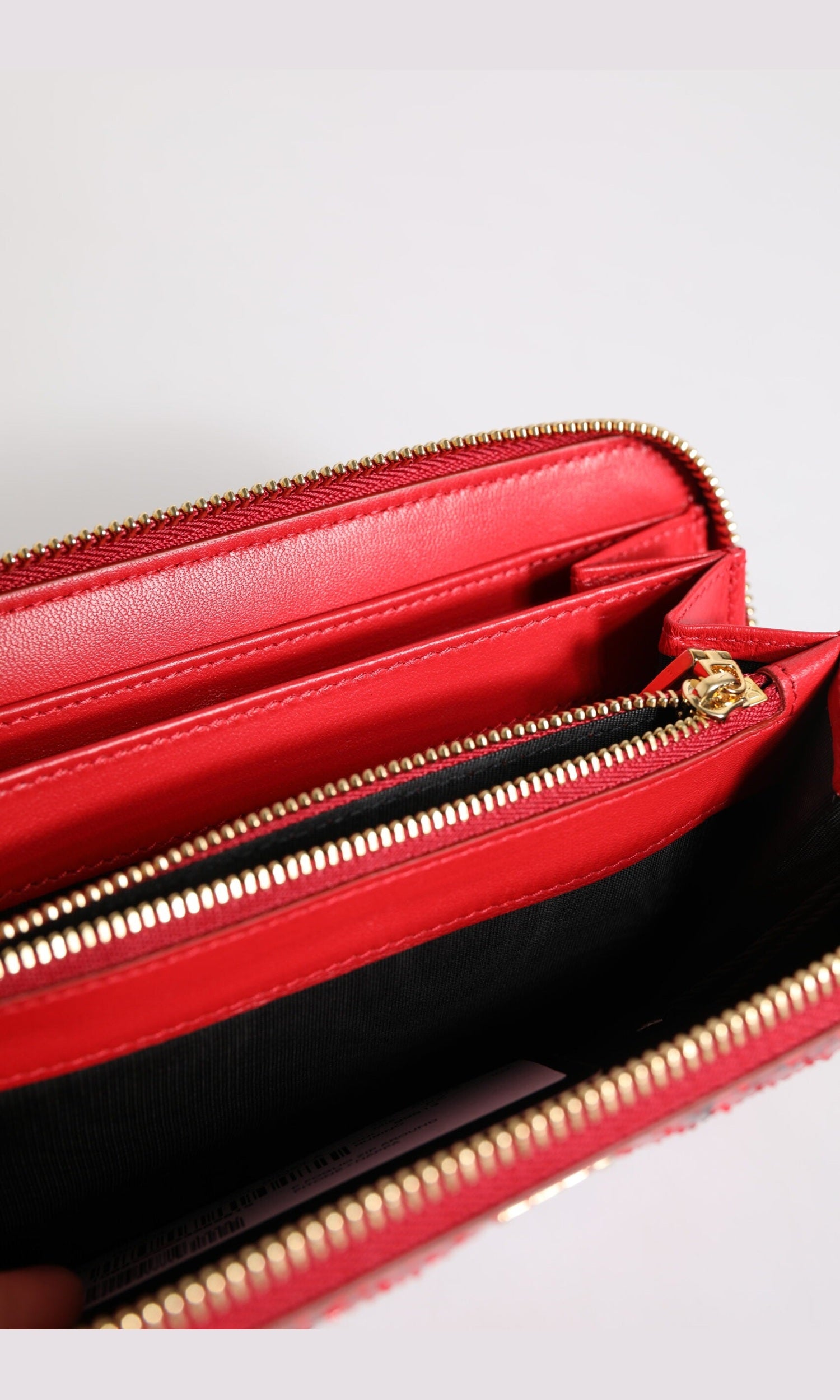 Dolce & Gabbana Red Leather Exotic Zip Around Continental Clutch Wallet Glam Steals