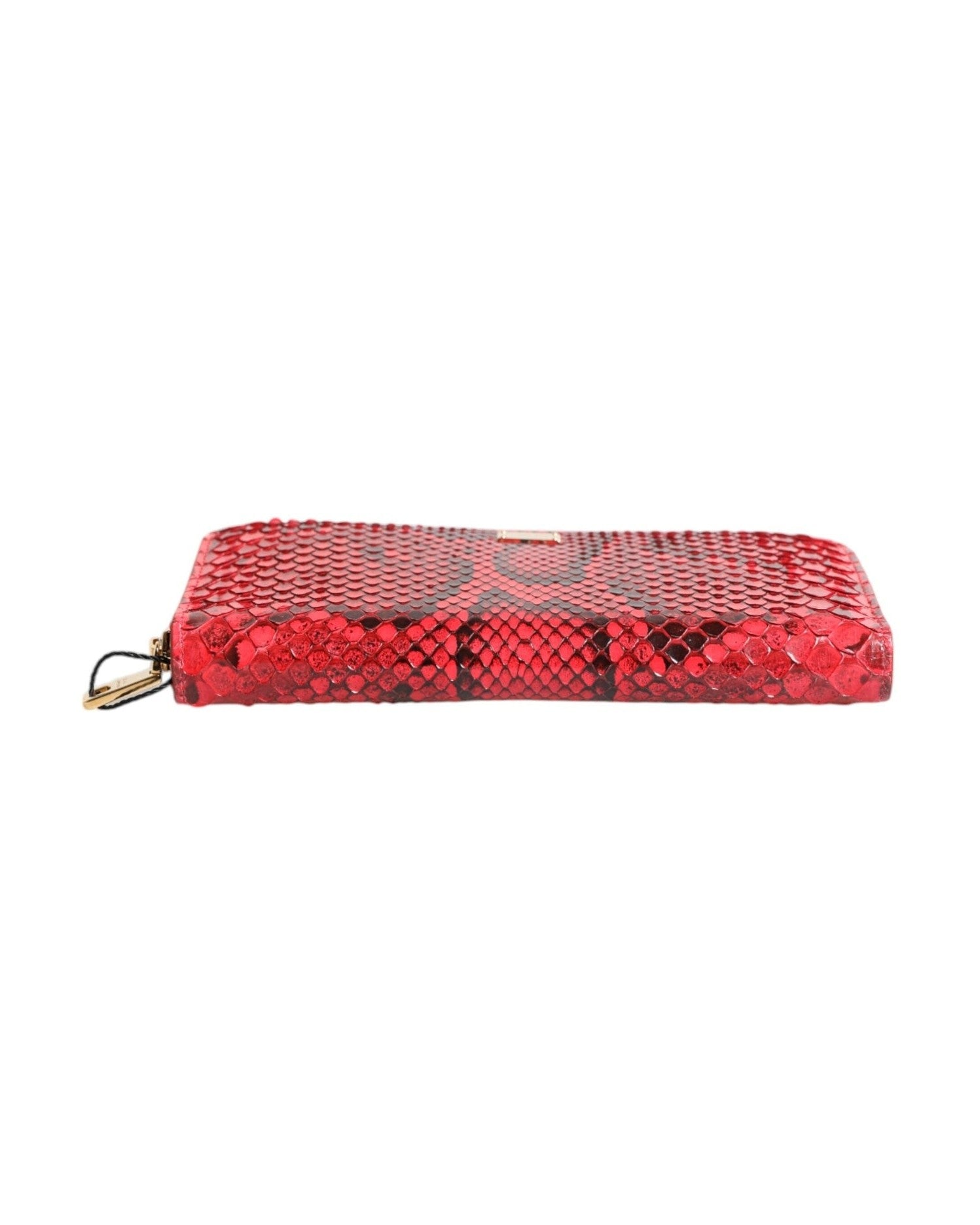 Dolce & Gabbana Red Leather Exotic Zip Around Continental Clutch Wallet Glam Steals