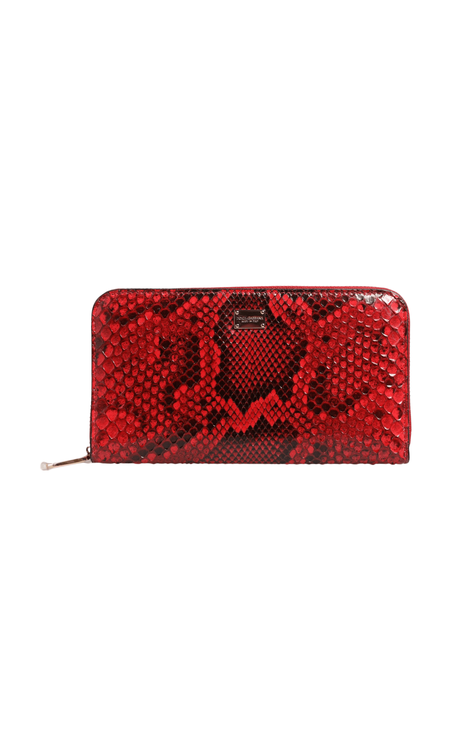 Dolce & Gabbana Red Leather Exotic Zip Around Continental Clutch Wallet Glam Steals