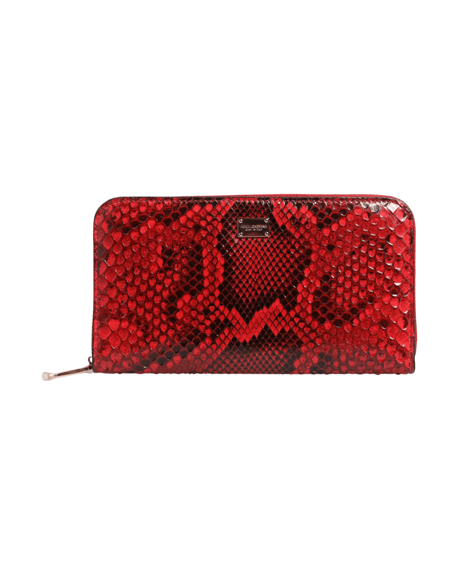 Dolce & Gabbana Red Leather Exotic Zip Around Continental Clutch Wallet Glam Steals