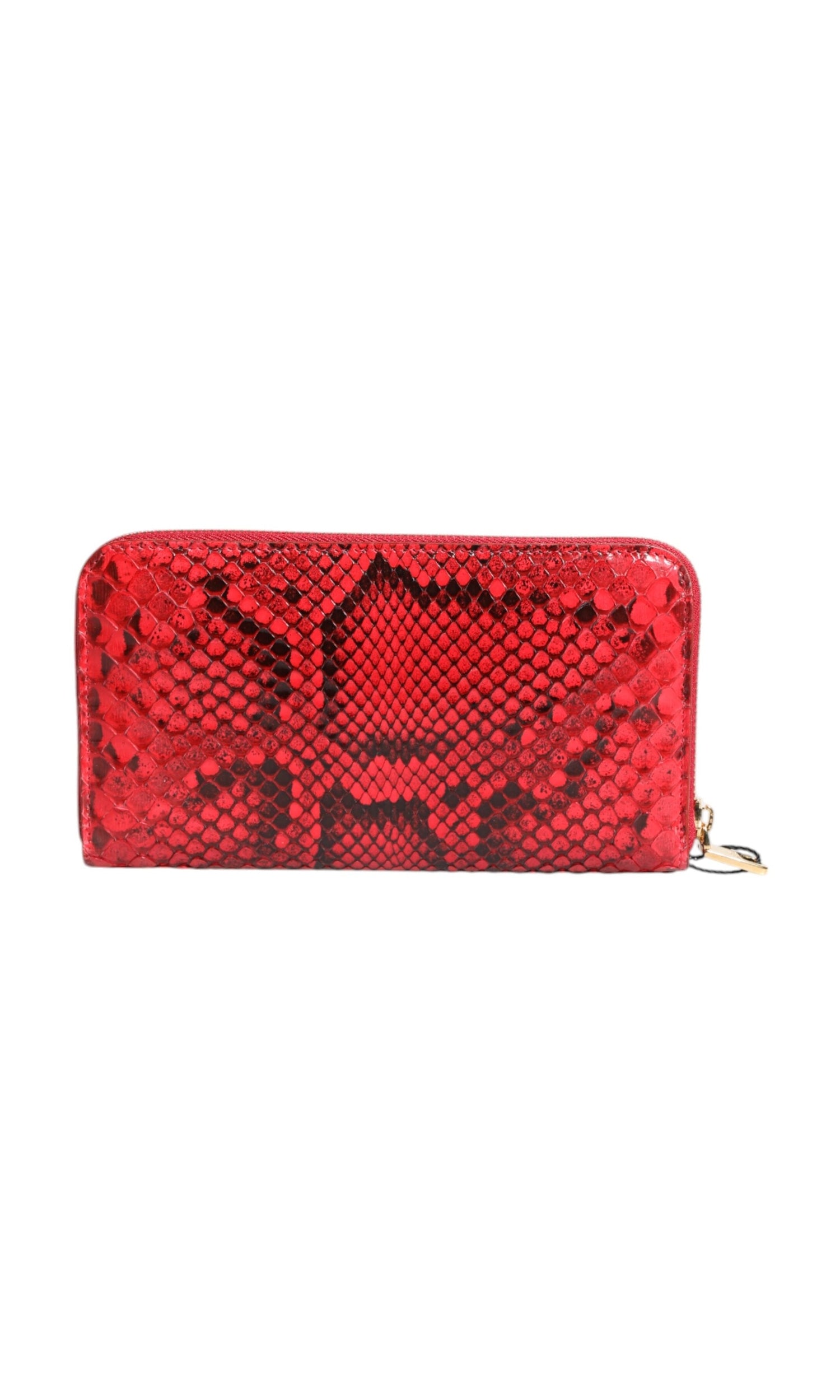Dolce & Gabbana Red Leather Exotic Zip Around Continental Clutch Wallet Glam Steals