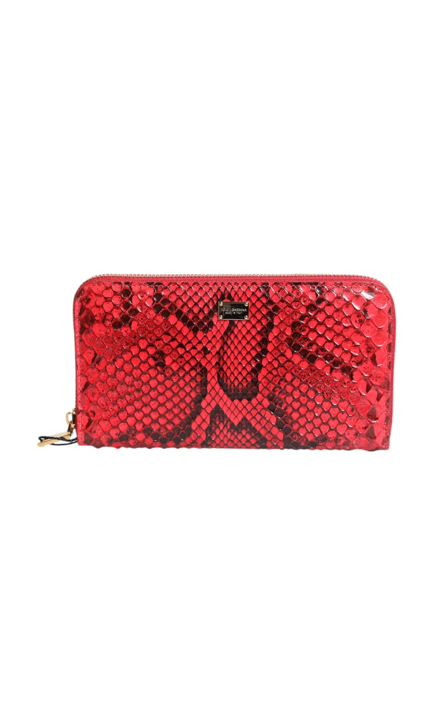 Dolce & Gabbana Red Leather Exotic Zip Around Continental Clutch Wallet Glam Steals