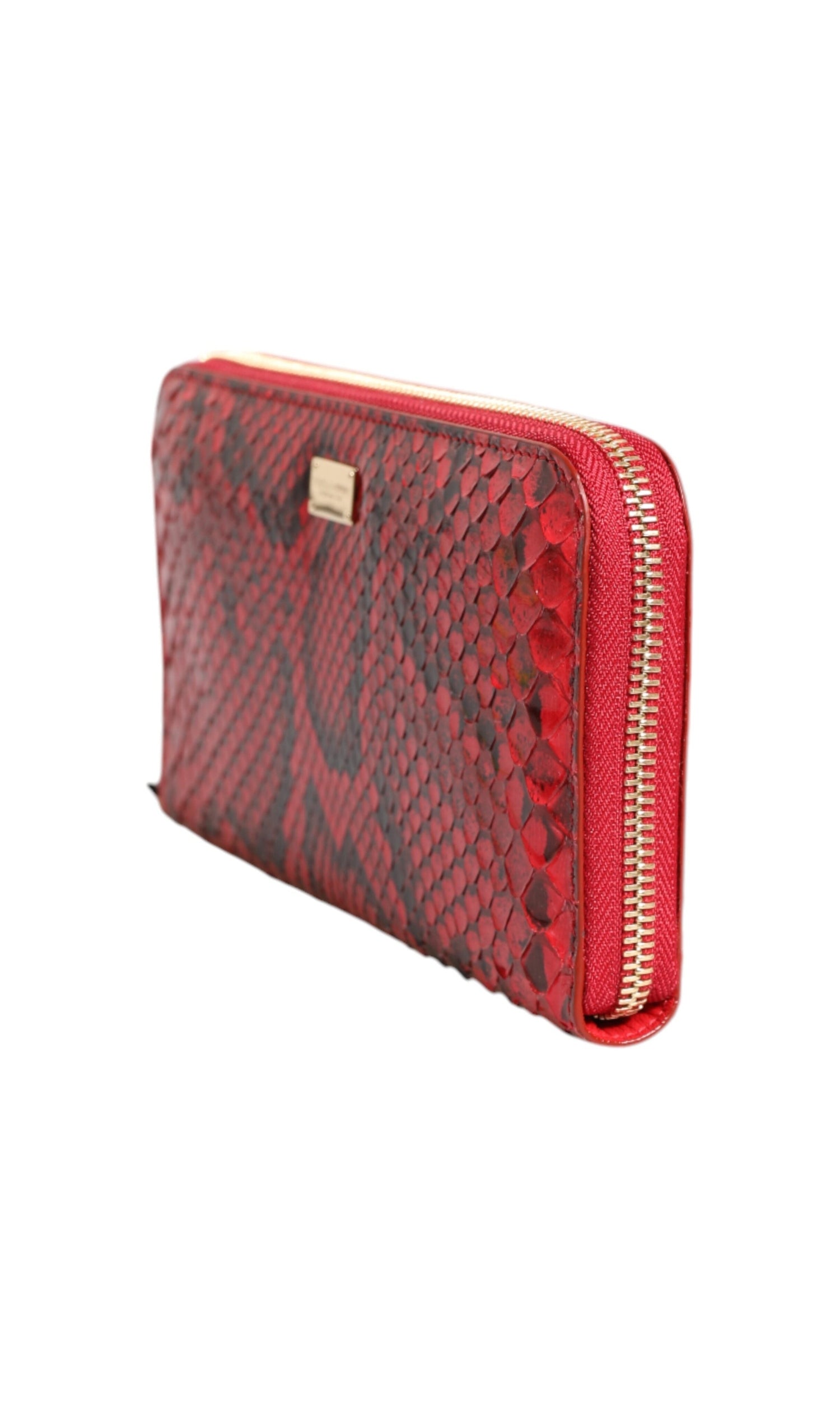 Dolce & Gabbana Red Leather Exotic Zip Around Continental Clutch Wallet Glam Steals