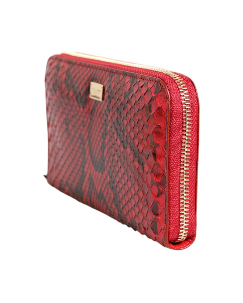 Dolce & Gabbana Red Leather Exotic Zip Around Continental Clutch Wallet Glam Steals
