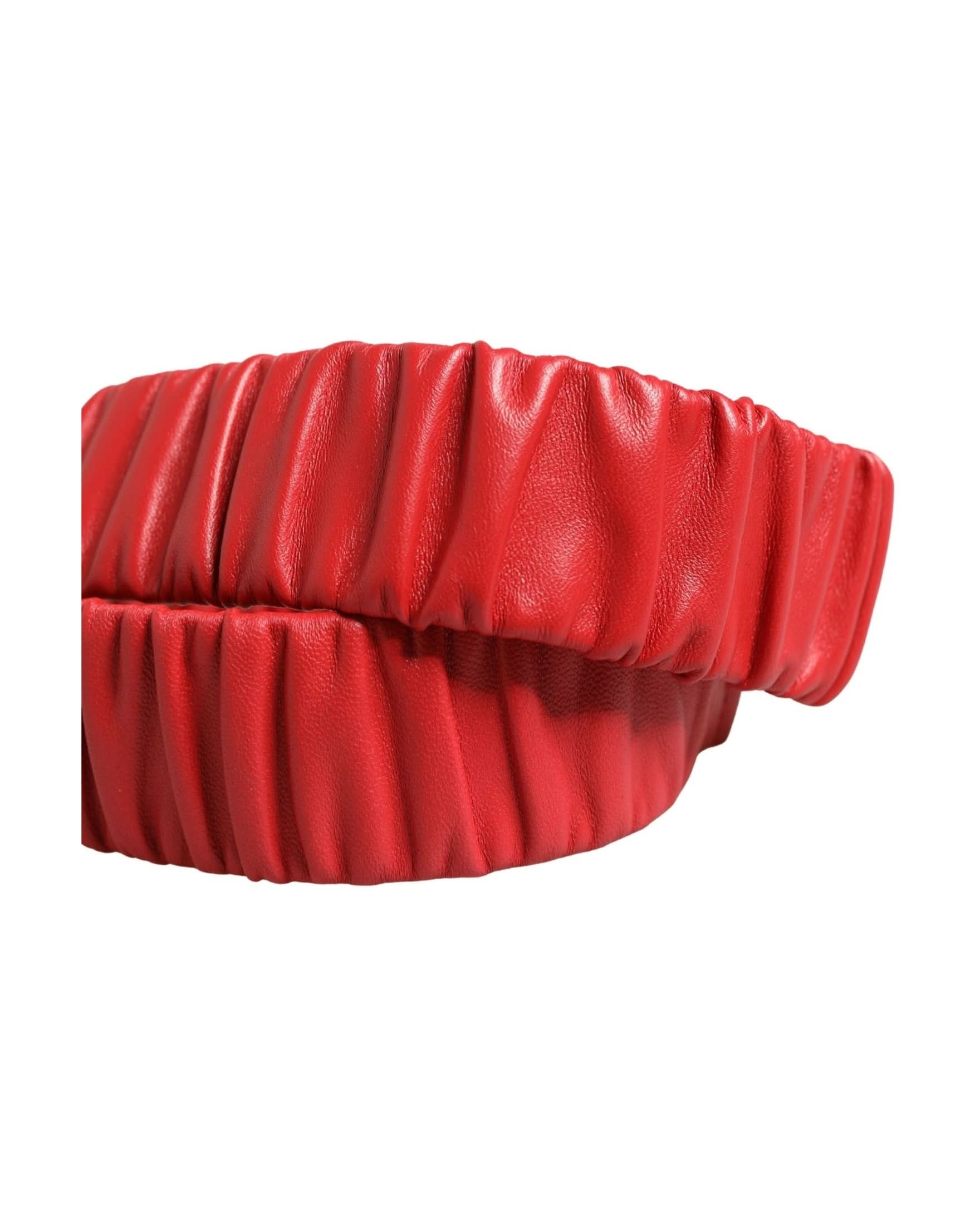 Dolce & Gabbana Red Leather Gold Heart Metal Buckle Belt 