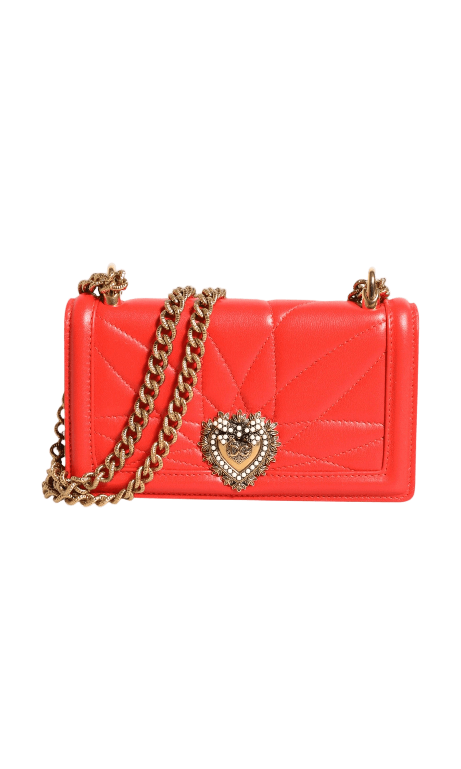Dolce & Gabbana Red Leather Quilted Devotion Crossbody Phone Cover Bag Glam Steals