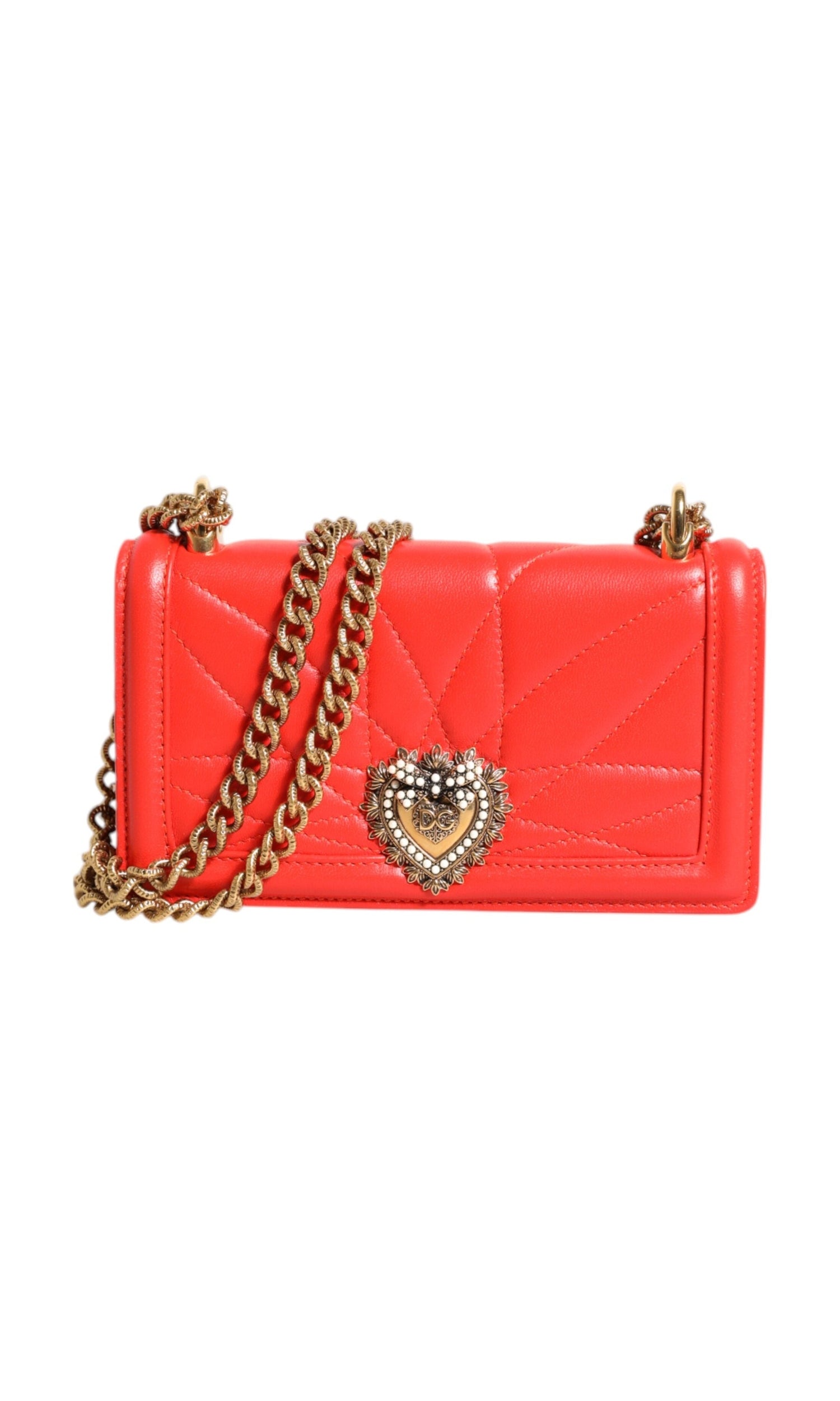Dolce & Gabbana Red Leather Quilted Devotion Crossbody Phone Cover Bag Glam Steals