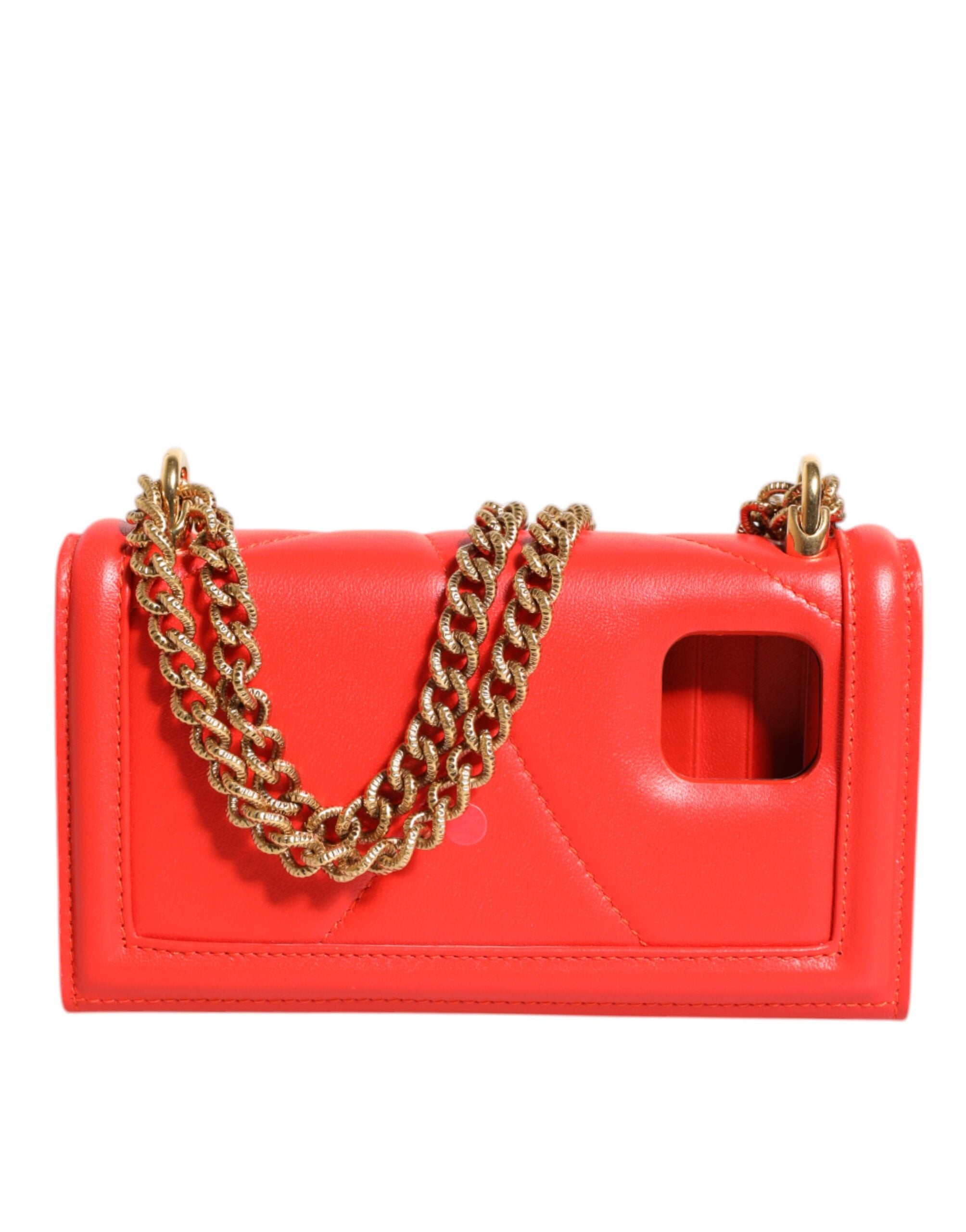 Dolce & Gabbana Red Leather Quilted Devotion Crossbody Phone Cover Bag Glam Steals