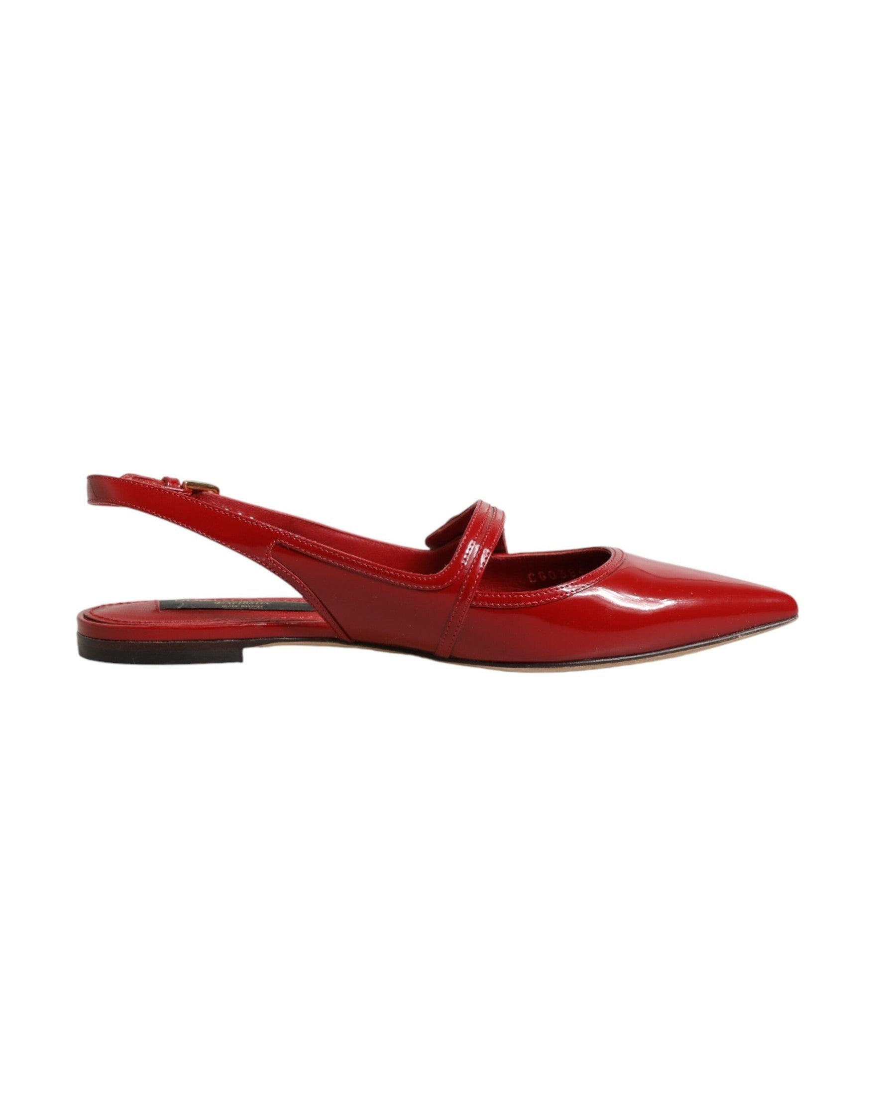 Dolce & Gabbana Red Leather Slingback Flats Sandals Shoes Sandals