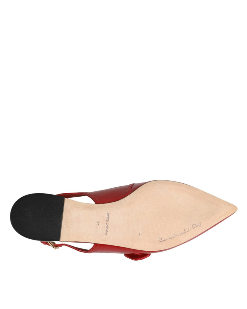 Dolce & Gabbana Red Leather Slingback Flats Sandals Shoes Glam Steals