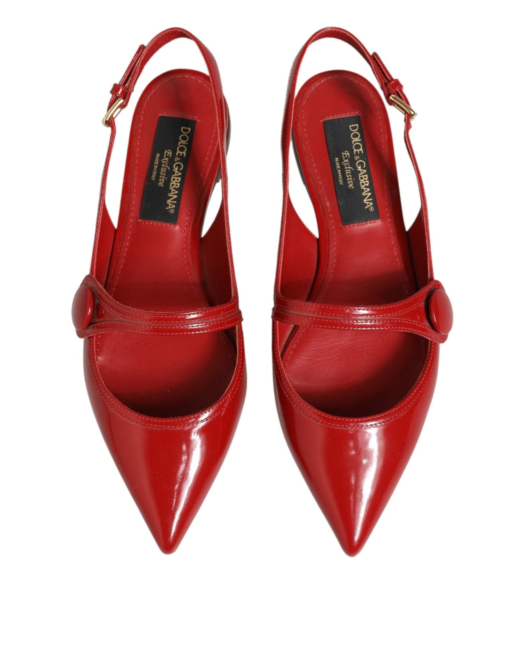 Dolce & Gabbana Red Leather Slingback Flats Sandals Shoes Glam Steals