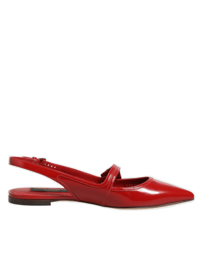 Dolce & Gabbana Red Leather Slingback Flats Sandals Shoes Glam Steals