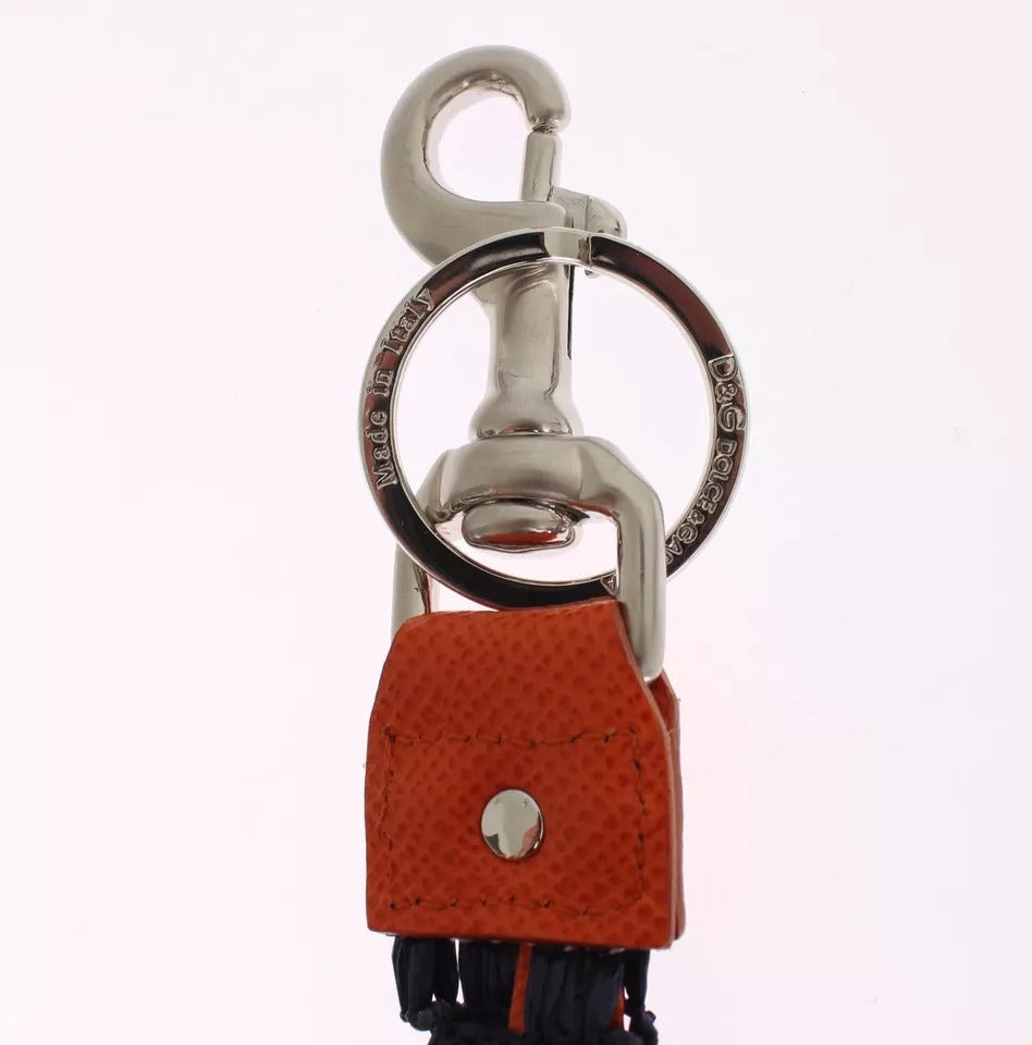 Dolce & Gabbana Red Leather Yellow Raffia Clasp Finder Keyring Keychain Glam Steals