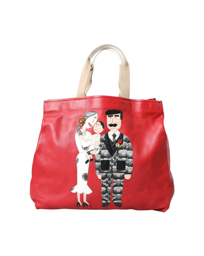 Dolce & Gabbana Leather #Dgfamily Patch Shopping Tote Red Bag Glam Steals