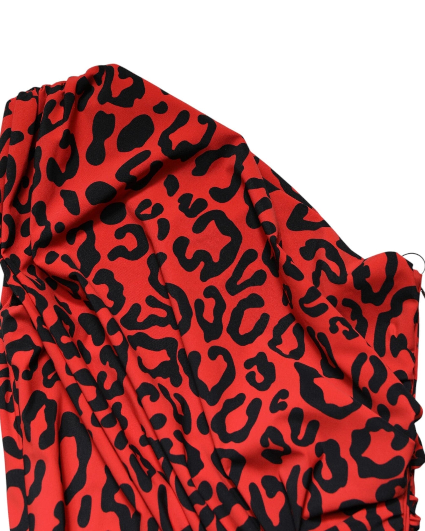 Dolce & Gabbana Red Nylon Leopard Print Sheath Midi Dress Glam Steals