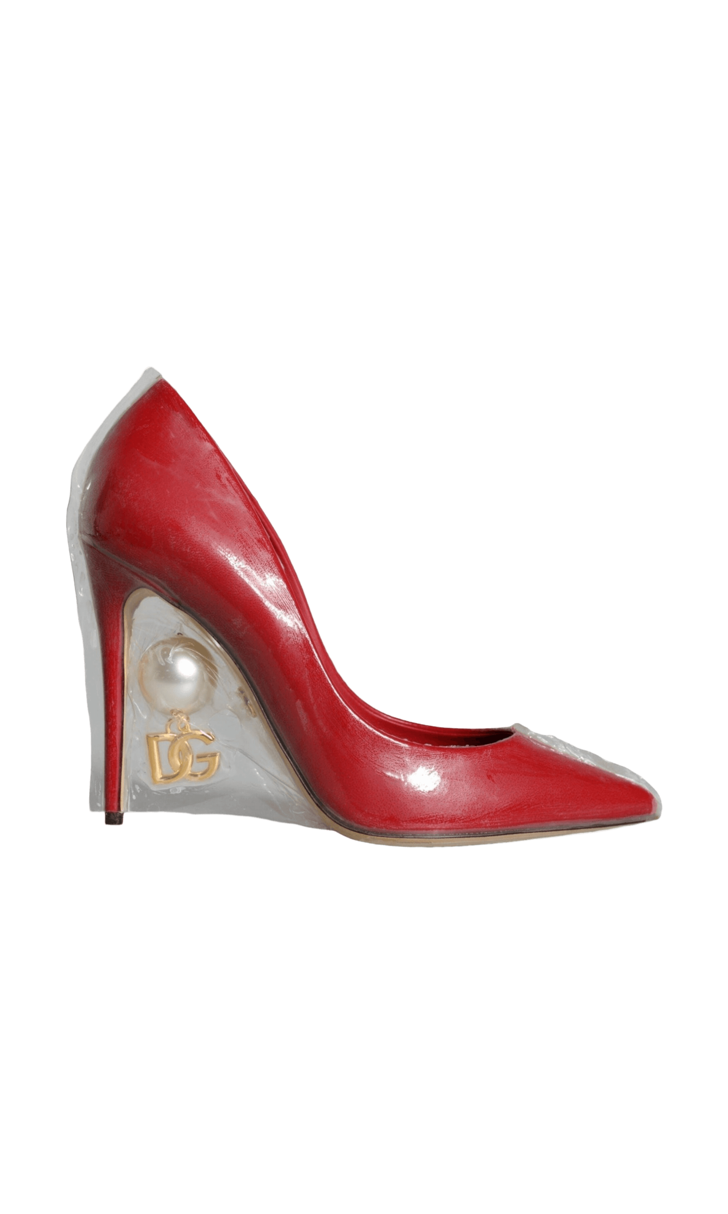 Dolce & Gabbana Red Patent Leather Faux Pearl Heels Pumps Shoes Glam Steals