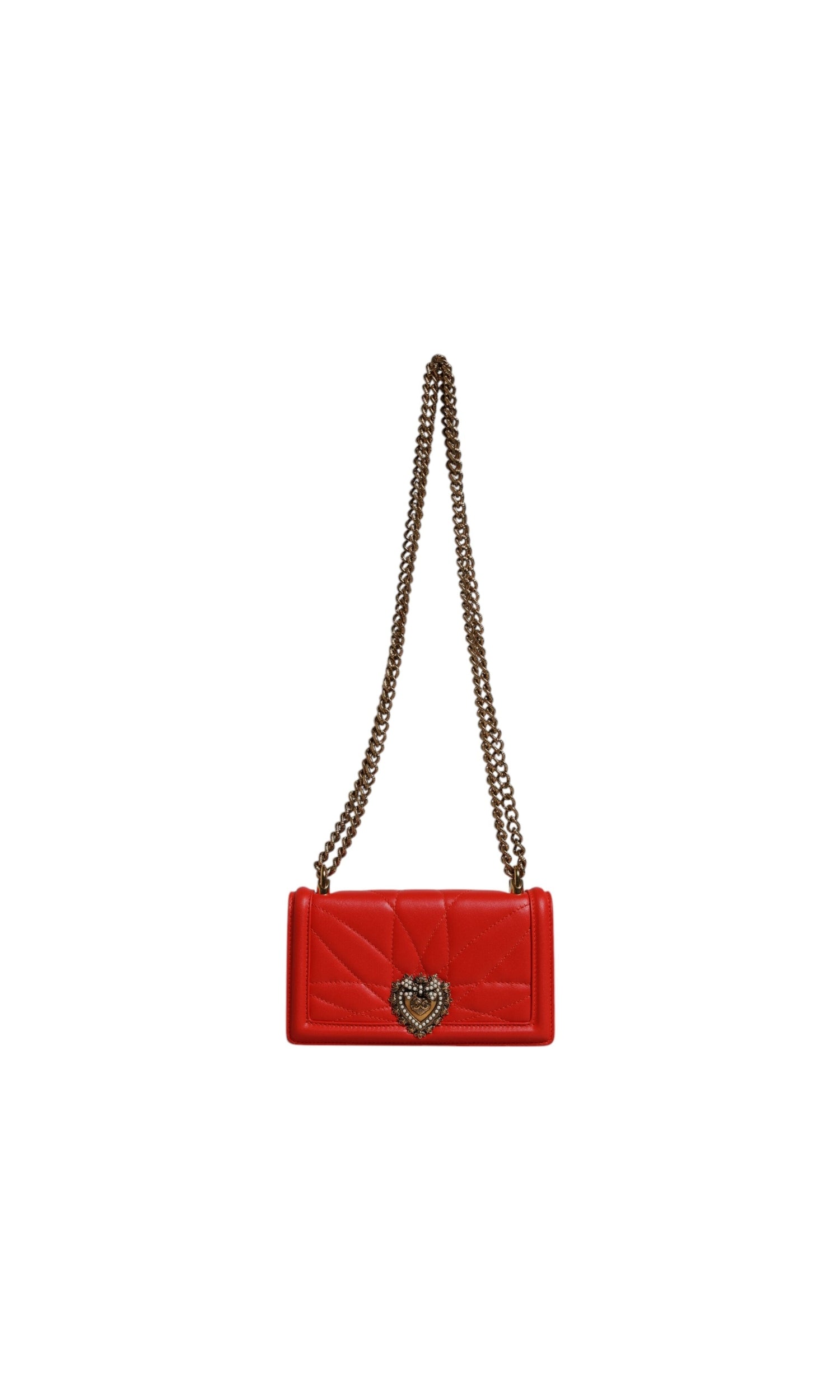 Dolce & Gabbana Red Quilted Devotion Crossbody Chain Phone Cover Bag Glam Steals