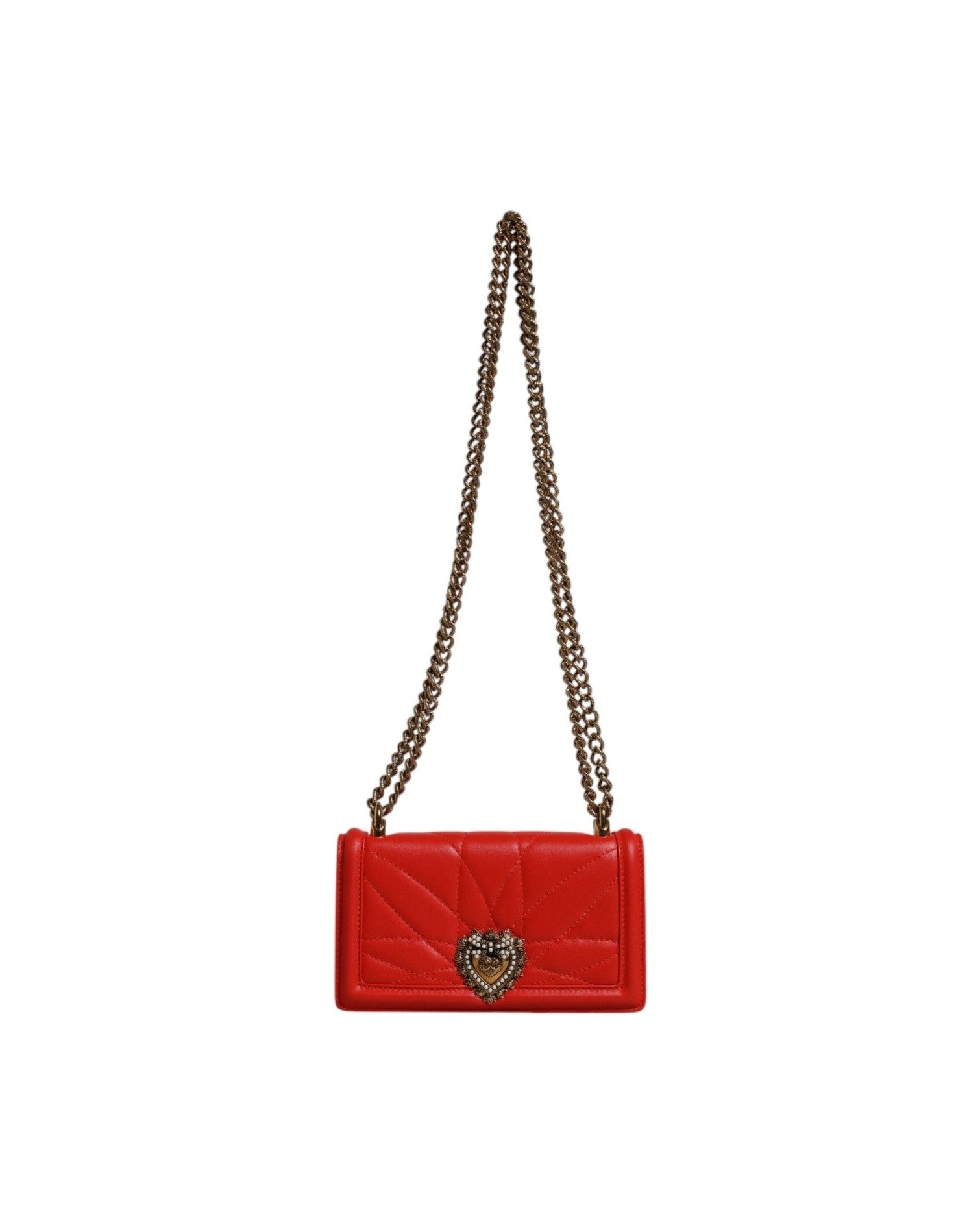 Dolce & Gabbana Red Quilted Devotion Crossbody Chain Phone Cover Bag Glam Steals