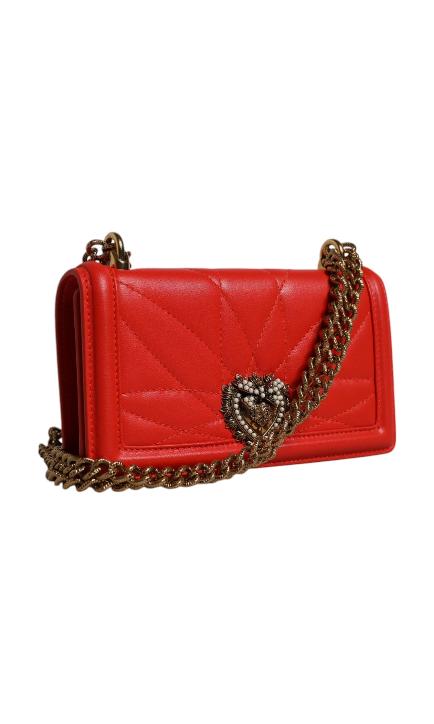 Dolce & Gabbana Red Quilted Devotion Crossbody Chain Phone Cover Bag Glam Steals