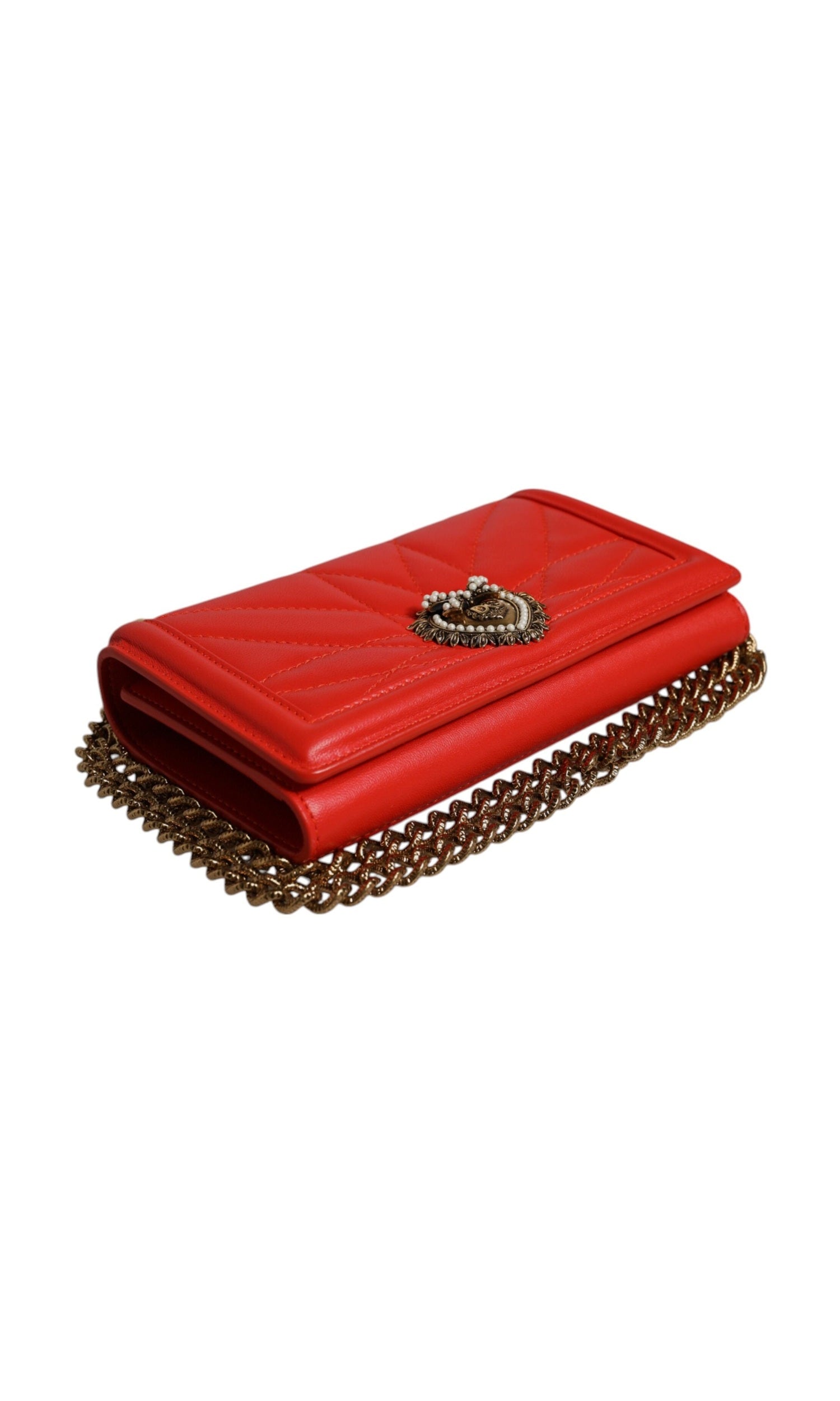 Dolce & Gabbana Red Quilted Devotion Crossbody Chain Phone Cover Bag Glam Steals
