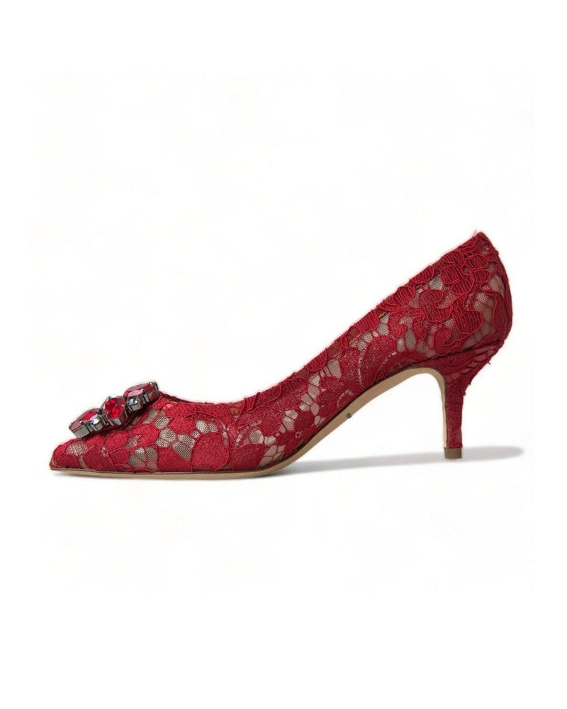 Dolce & Gabbana Radiant Lace Heels With Red Crystals Glam Steals